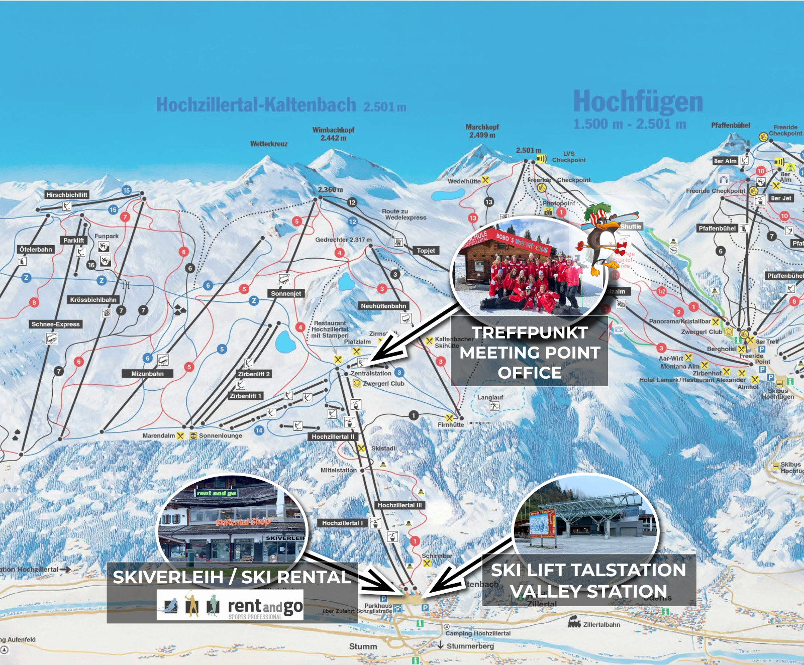 Lageplan Skischule Hochzillertal, Kaltenbach
